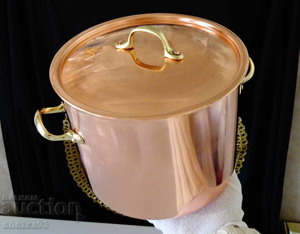 Oală de cupru 4,5 l, cupru roșu pur, ștampilă