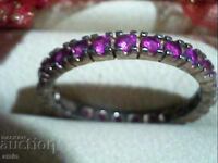 Veche verigă de argint 925 cu zirconiu roz, foarte rară