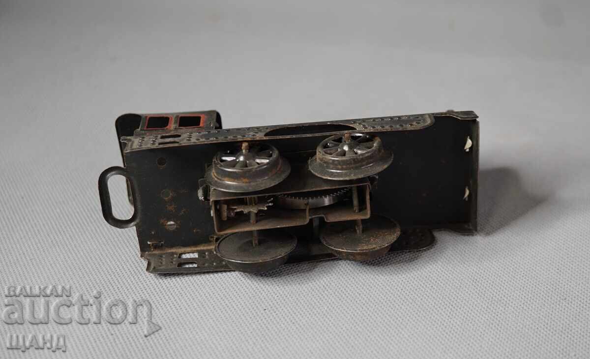 Παλιό Γερμανικό Μεταλλικό μηχανικό παιχνίδι τρένο ατμομηχανή - 5