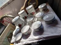 Spice jars, retro Bulgarian porcelain, red rose