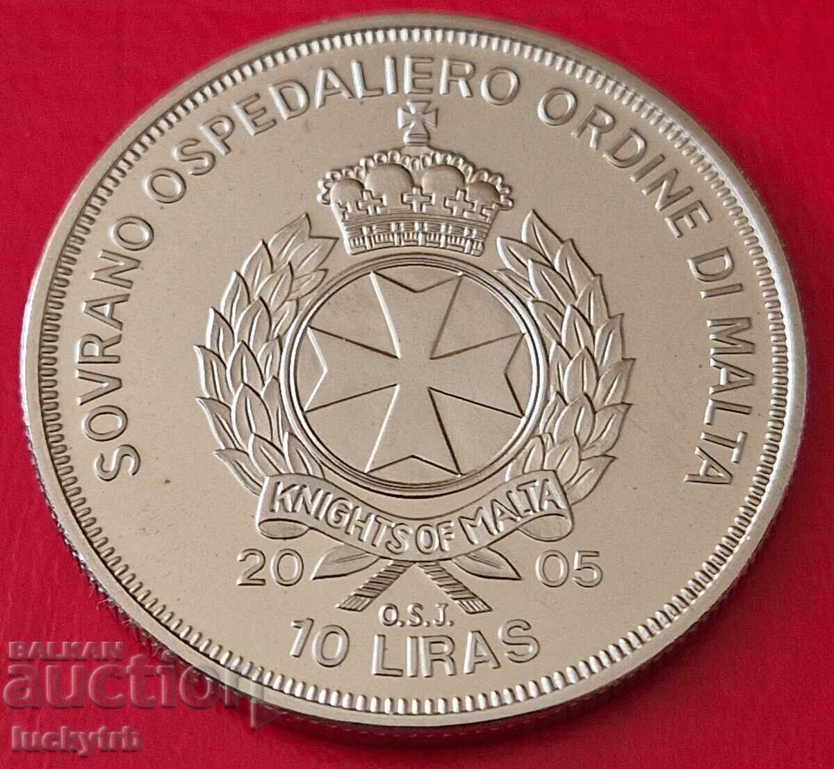 10 лири 2005 - Малтийски орден - Рядка с цена € 25.00 | 48.90 лв.