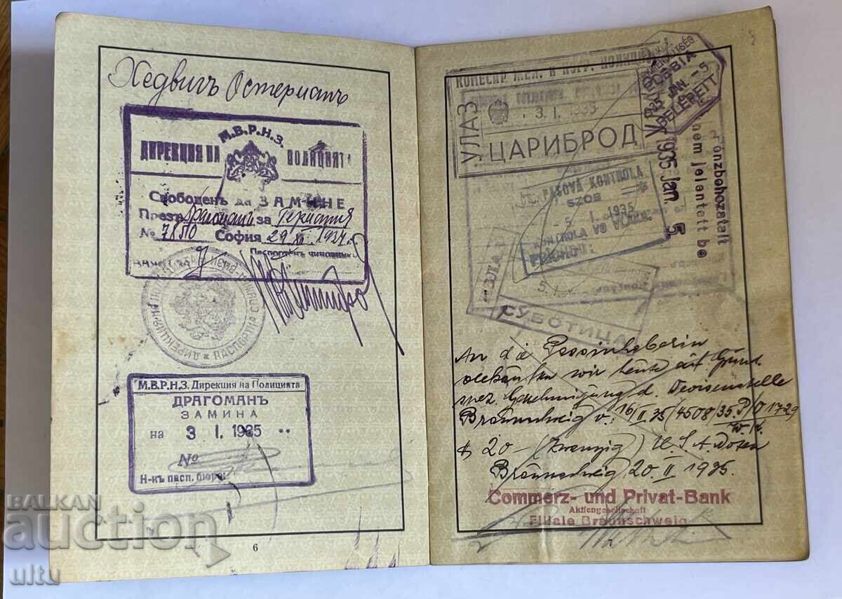 Licitație Al Treilea Reich, Pașaport interesant cu 7 ștampile consulare, 1935