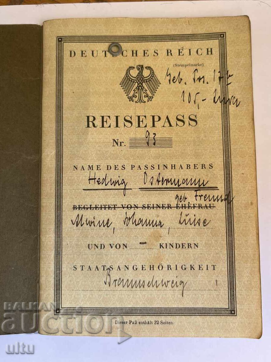 Al Treilea Reich, Pașaport interesant cu 7 ștampile consulare, 1935 - 6