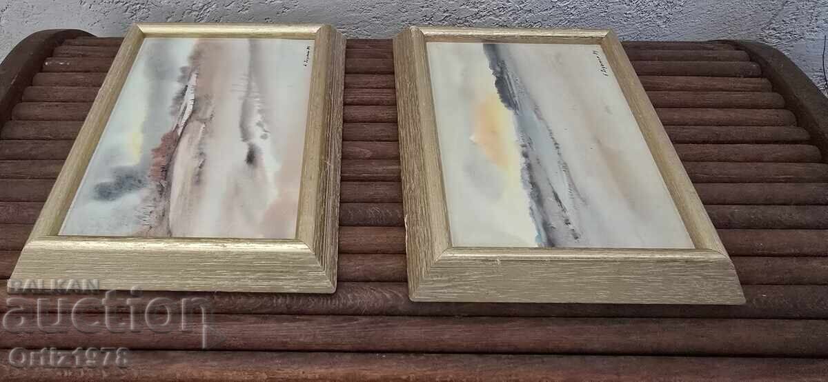 Licitație Vintage tablouri Norvegia – felicitări în rame de lemn