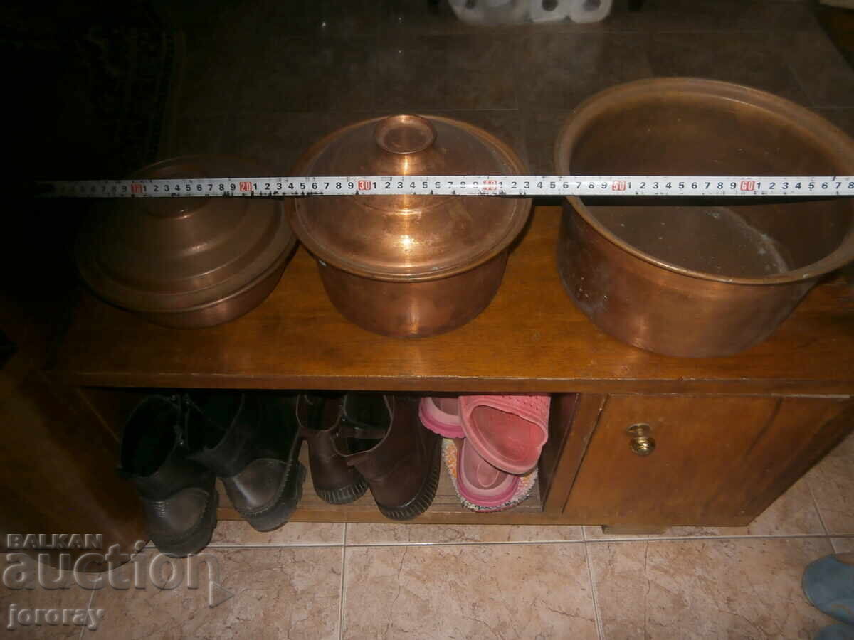 3 καθαρά χάλκινα τηγάνια