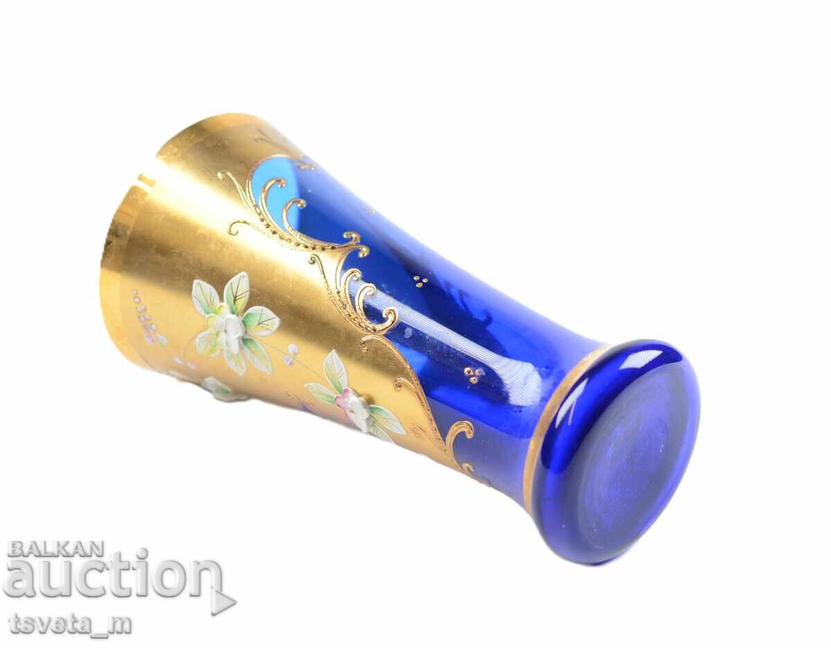 Vază de cristal Bohemia cu motive în relief și aurire - 6