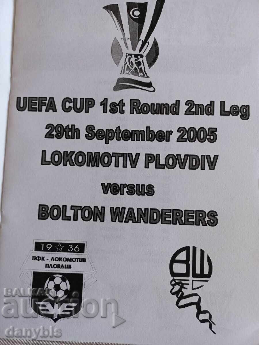Πρόγραμμα αγώνα ποδοσφαίρου - Μπόλτον - Λοκομοτίβ Πλόβντιβ 2005 με τιμή € 15.00 | 29.34 BGN