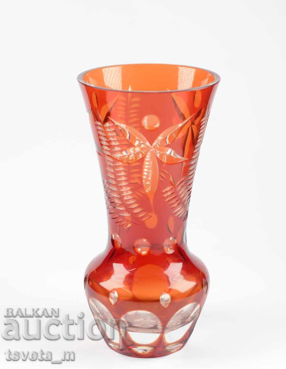 Vază de cristal, cristal tăiat dublu strat