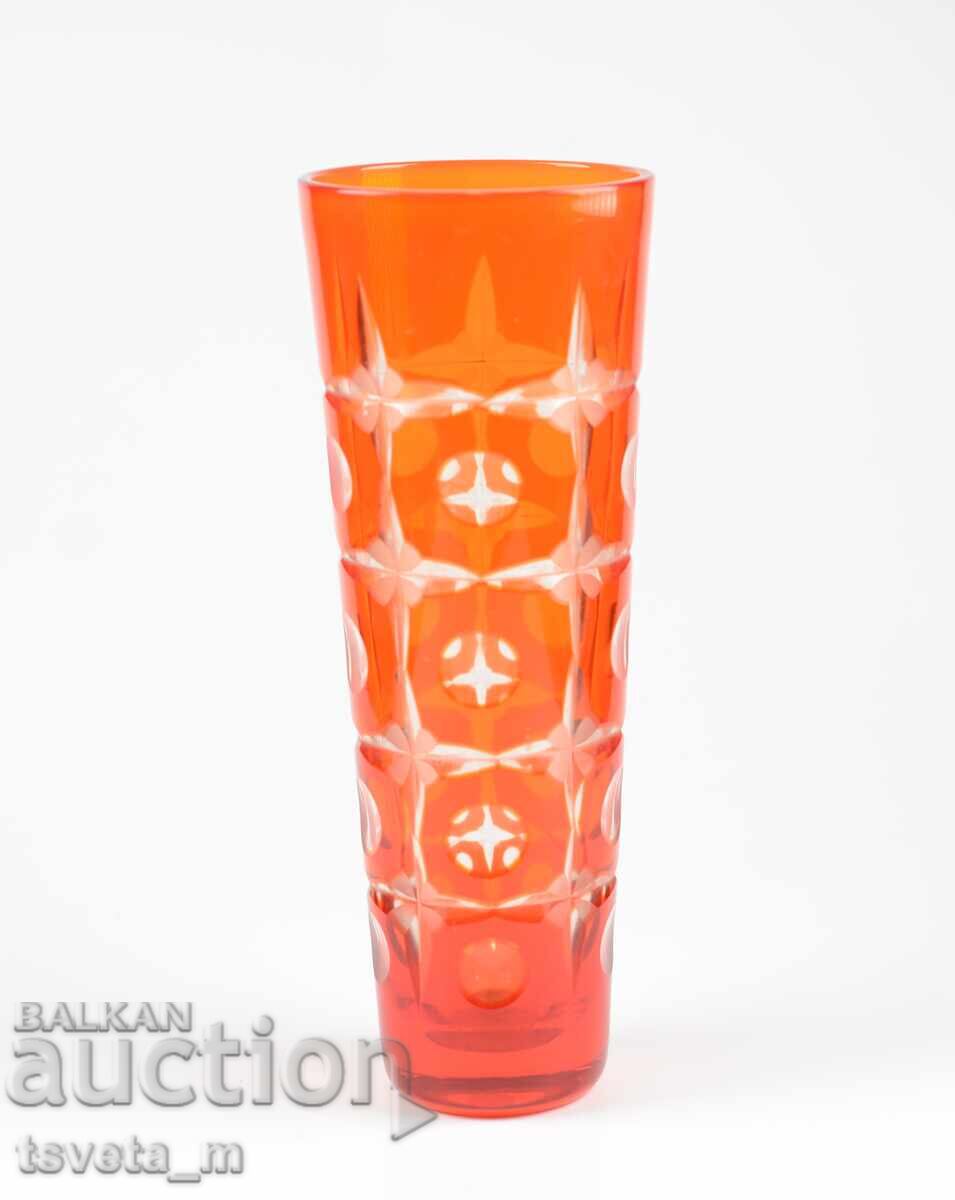 Vază de cristal, cristal tăiat dublu strat