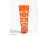 Кристална ваза двупластов рязан кристал