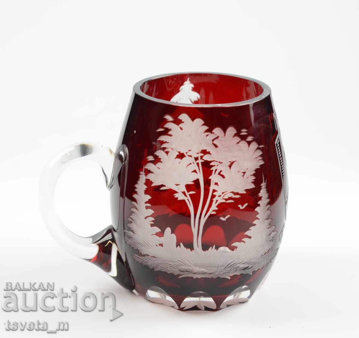 Δημοπρασία Κρυστάλλινη κούπα διπλής στρώσης, κομμένο κρύσταλλο, Bodemais Βαυαρίας