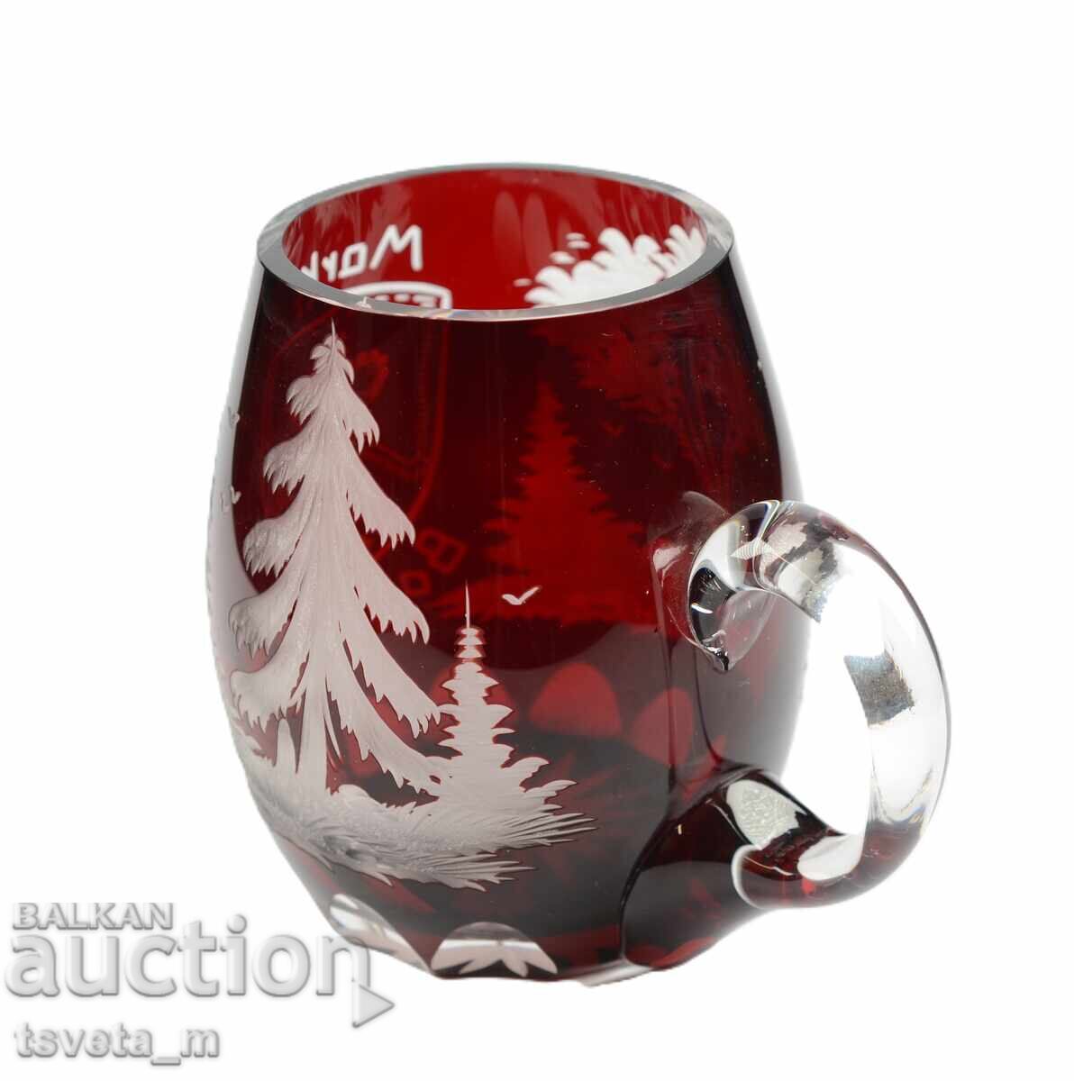 Παράδοση Κρυστάλλινη κούπα διπλής στρώσης, κομμένο κρύσταλλο, Bodemais Βαυαρίας