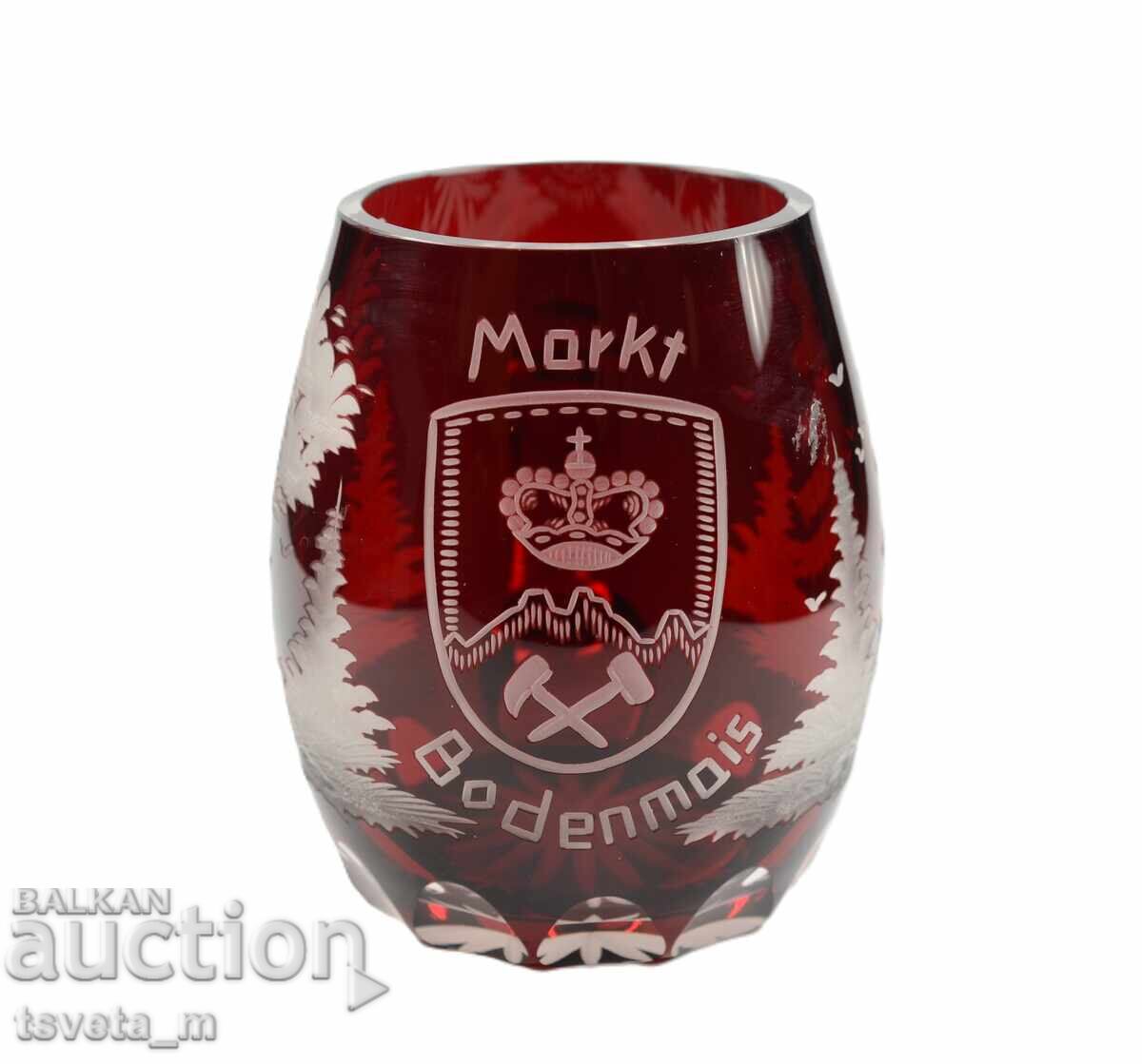 Κρυστάλλινη κούπα διπλής στρώσης, κομμένο κρύσταλλο, Bodemais Βαυαρίας