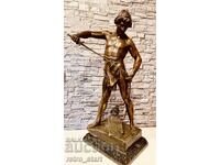 Figurină franceză antică, POST-BATTLE, alamă