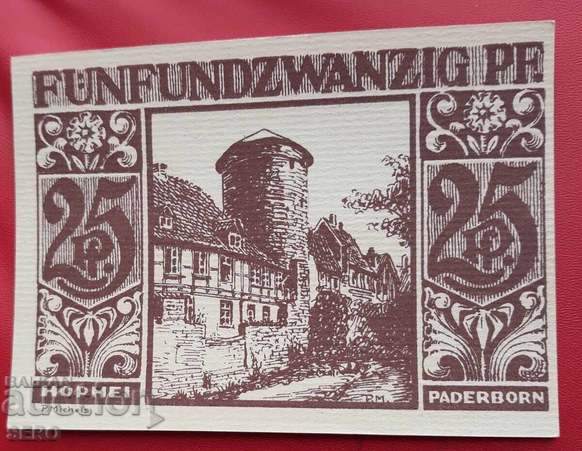 Τραπεζογραμμάτιο-Γερμανία-Βόρεια Ρηνανία-Βεστφαλία-Πάντερμπορν-25 πφένιγκ 1921