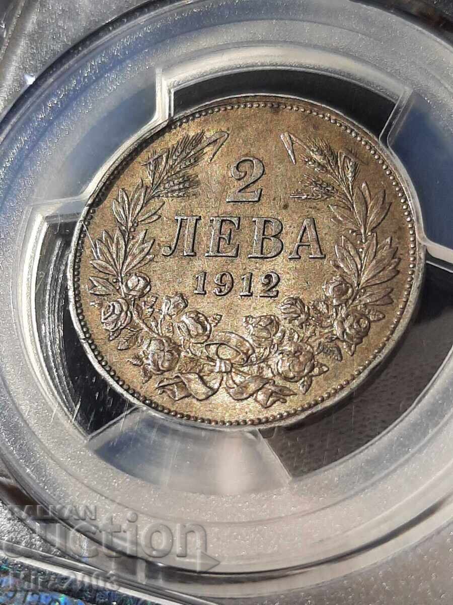 2 lei 1912g. AU55 PCGS - 5 2 lei 1912g. AU55 PCGS - 5