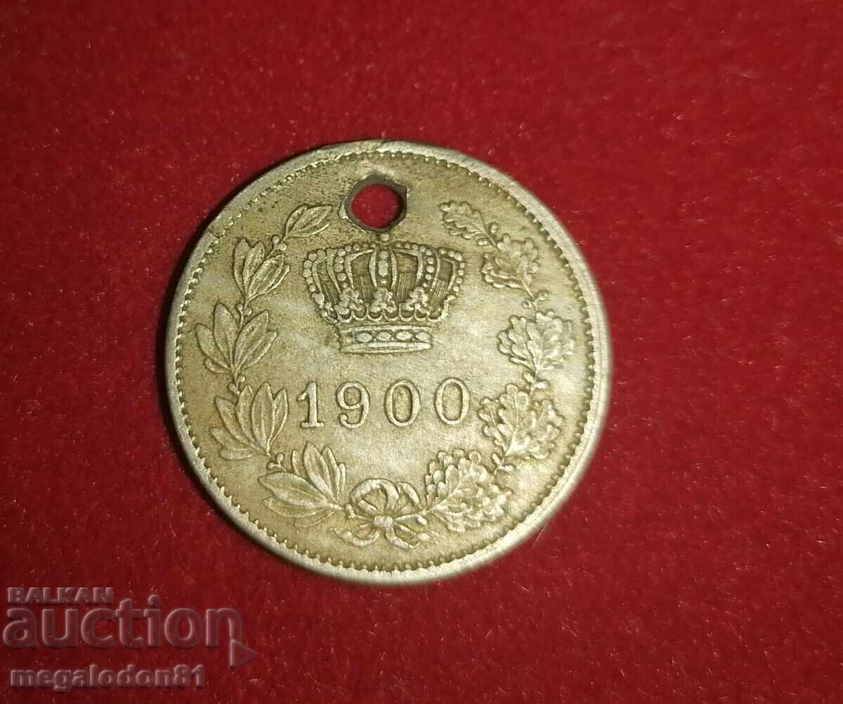 România - 20 bani, 1902, găurită