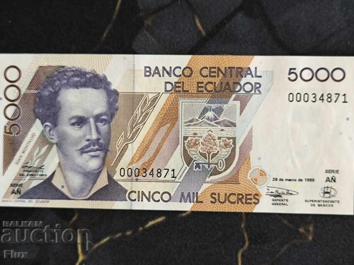 Bancnota - Ecuador - 5000 Sucres UNC | 1999 Bancnota - Ecuador - 5000 Sucres UNC | 1999