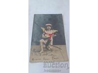 Poshtenska kartichka Momichentse s mandolina 1907