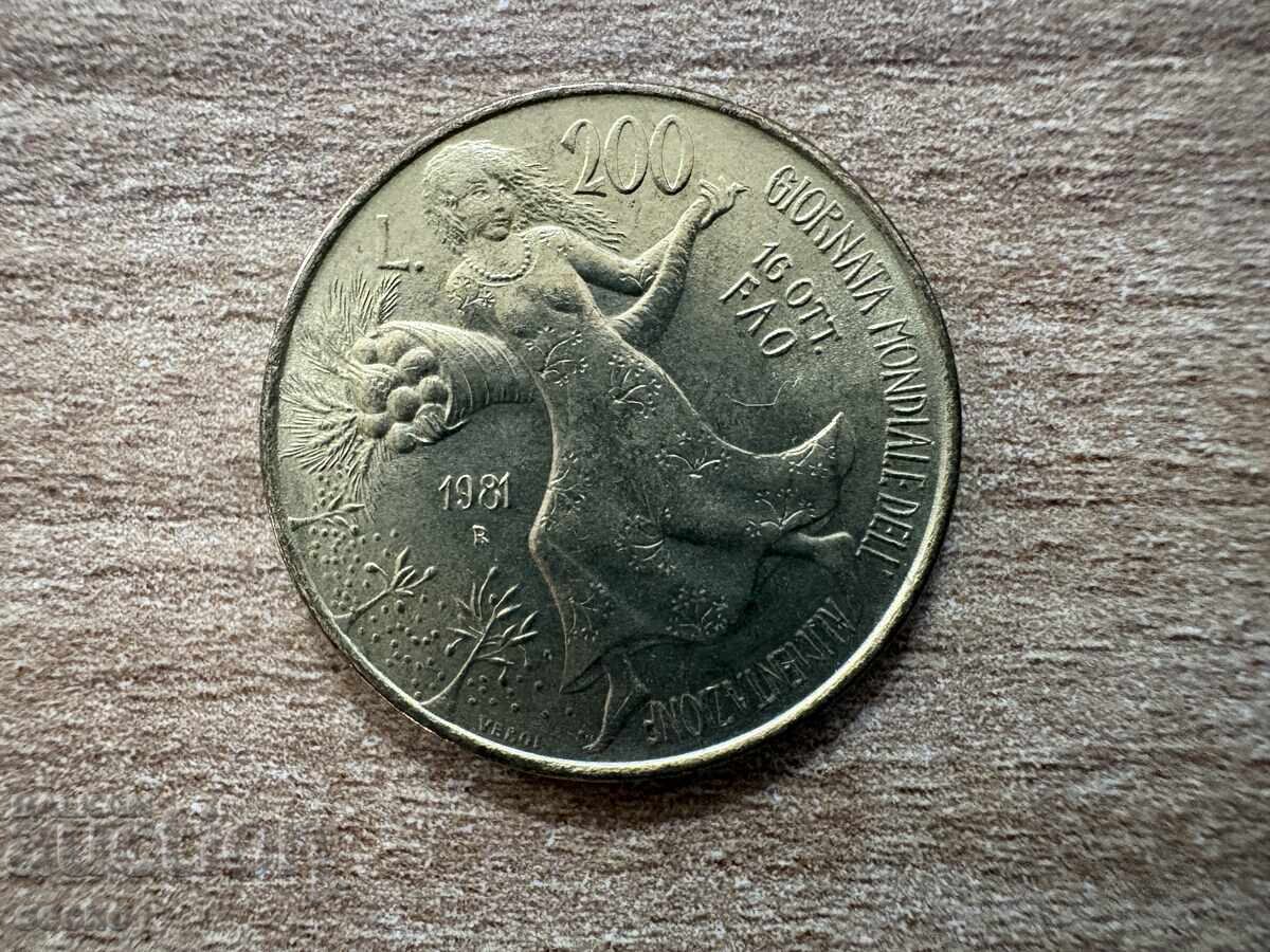 Italy - 200 Lire (1981) - FAO - World Food Day Italy - 200 Lire (1981) - FAO - World Food Day