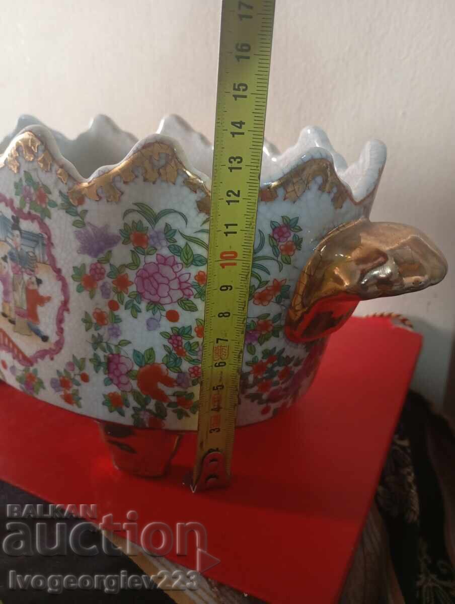 παλιά πορσελάνινη γλάστρα, κασπώ - 5