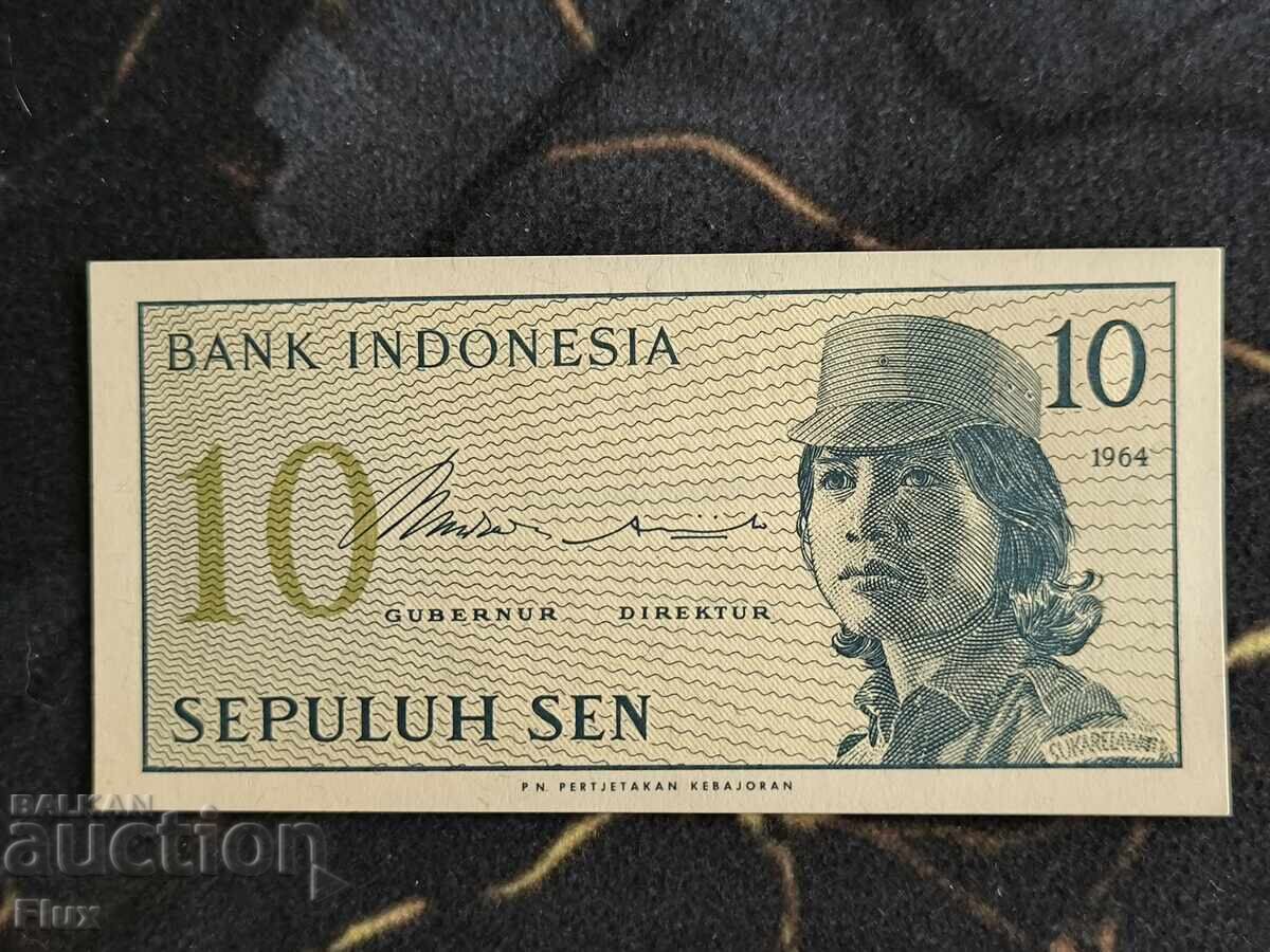 Bancnotă - Indonezia - 10 sen UNC | 1964 Bancnotă - Indonezia - 10 sen UNC | 1964