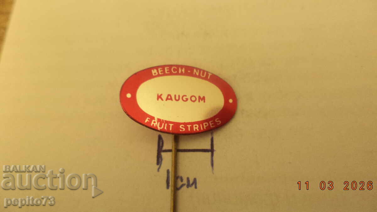 Insignă publicitară, Kaugon, gumă de mestecat
