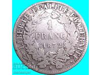 Franța 1 franc 1872 5g probă 835 argint