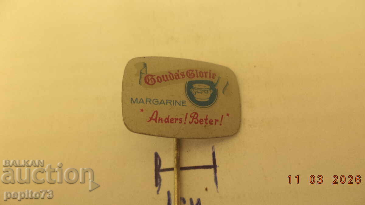 Insignă publicitară, Gaudas Glorie, marcă de produse alimentare