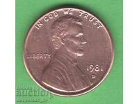 (¯`'•.¸ 1 Cent 1981 D USA ¸.•'´¯)