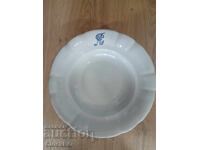 Set de 6 farfurii adânci din porțelan german antic cu monogramă