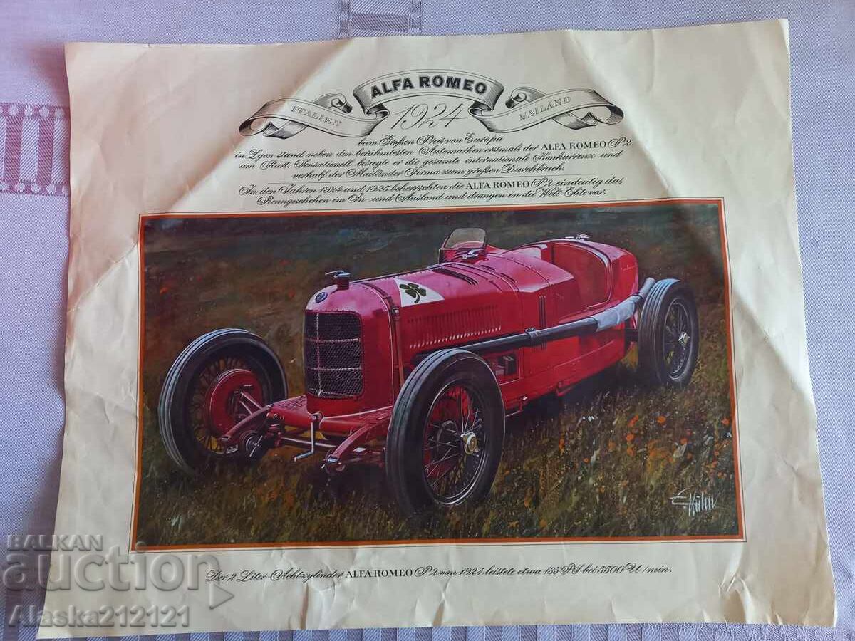 Afiș, litografie, fotografie - Mașini vechi - Alfa Romeo