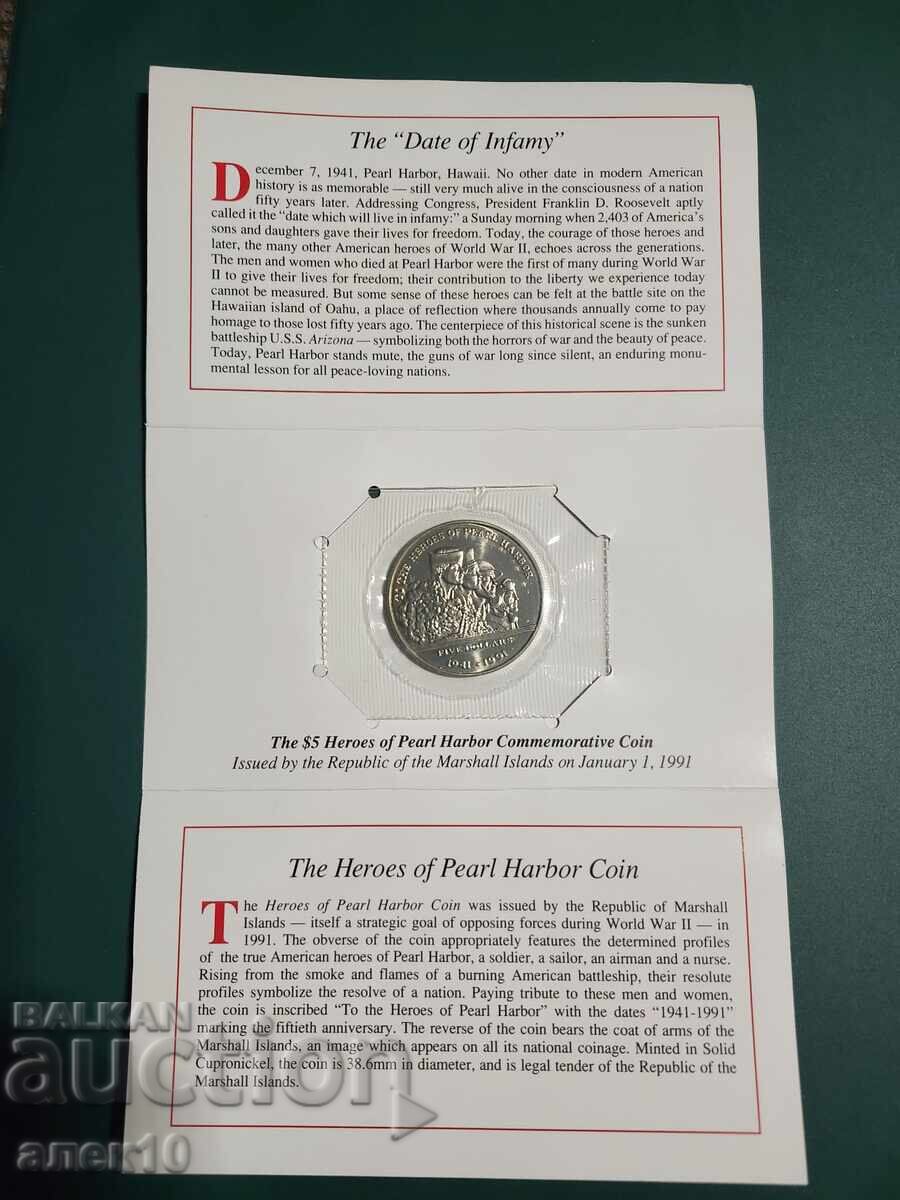 Insulele Marshall 5 dolari 1991 cu preț € 9.00 | 17.60 BGN