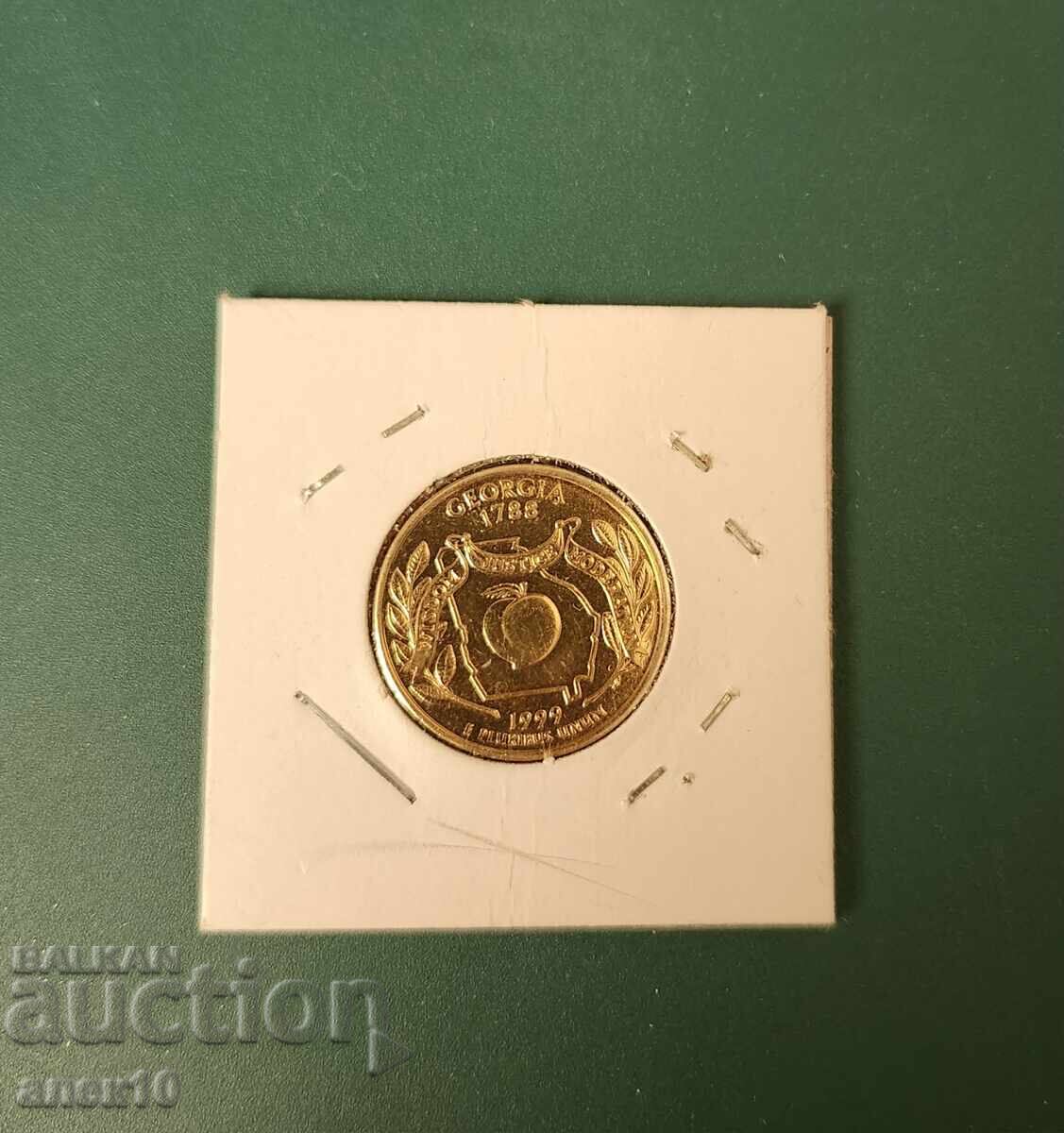 SUA 25 de cenți 1999 placat cu aur SUA 25 de cenți 1999 placat cu aur