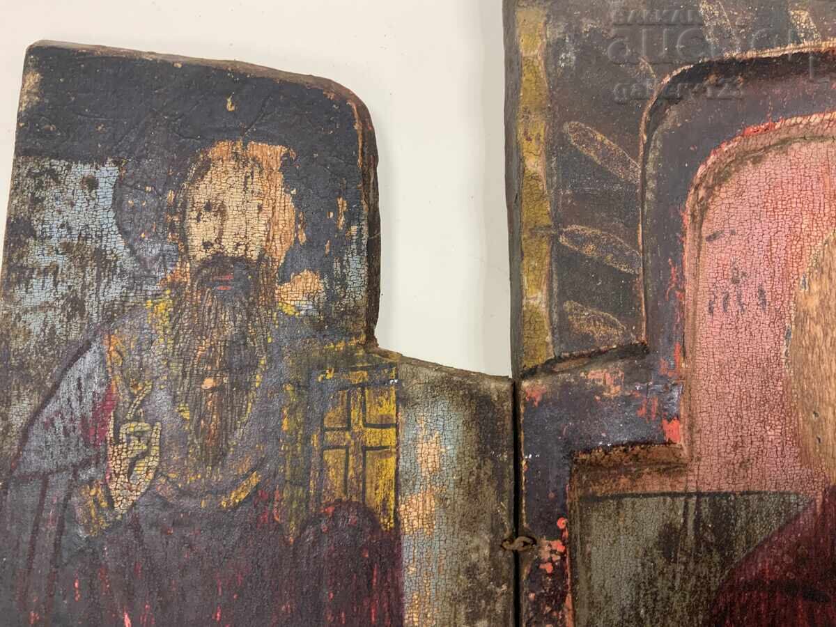 Old homemade icon triptych Tryavna - 5