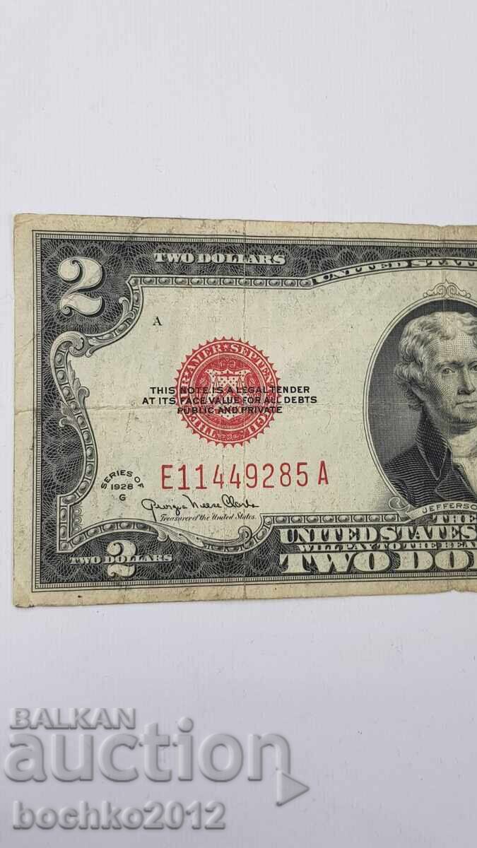 Rară Bancnotă 2 dolari 1928 G America, USA - JEFERSON cu preț € 45.00 | 88.01 BGN