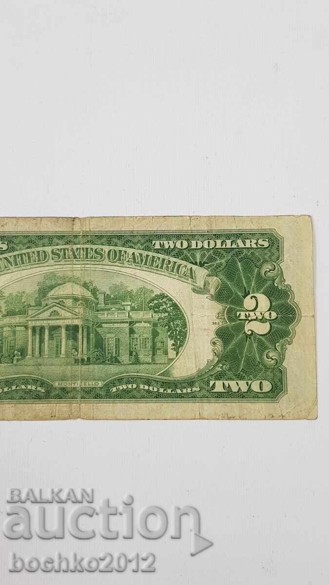 Rară Bancnotă 2 dolari 1928 G America, USA - JEFERSON - 6