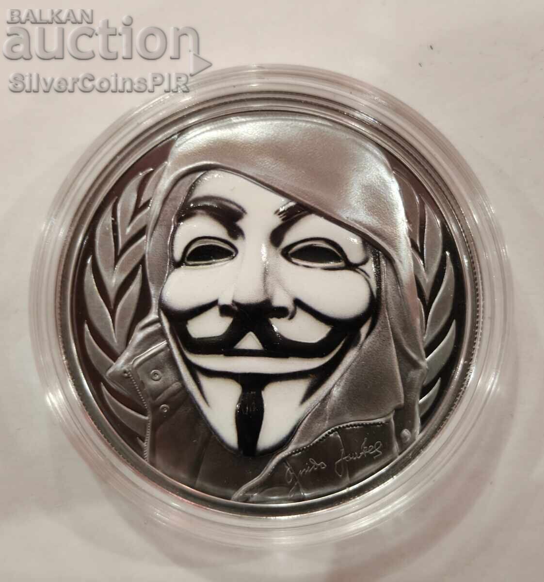 Argint 1 oz Masca lui Anonymous 2016 Vendetta cu preț € 97.00 | 189.72 BGN