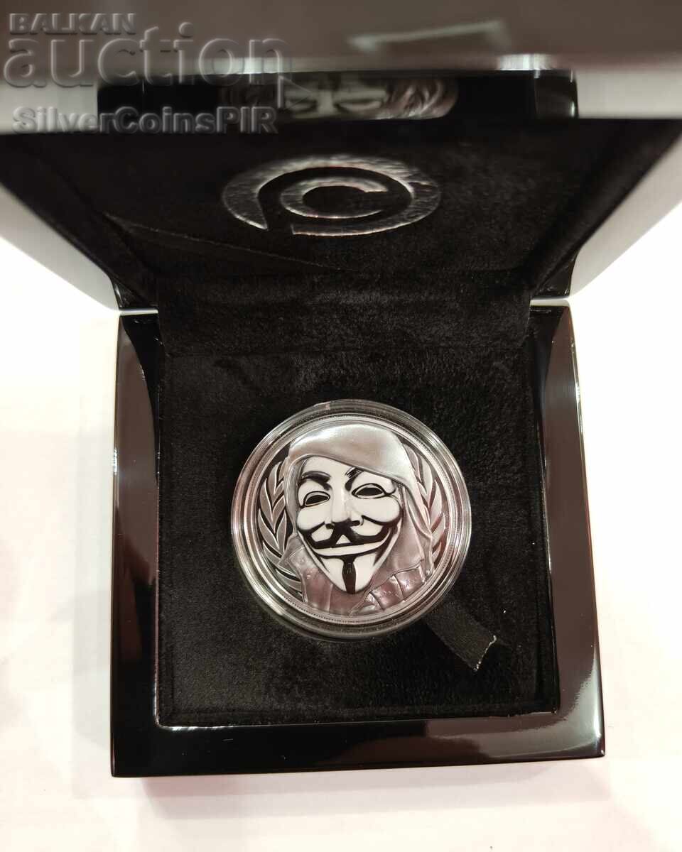 Licitație Argint 1 oz Masca lui Anonymous 2016 Vendetta