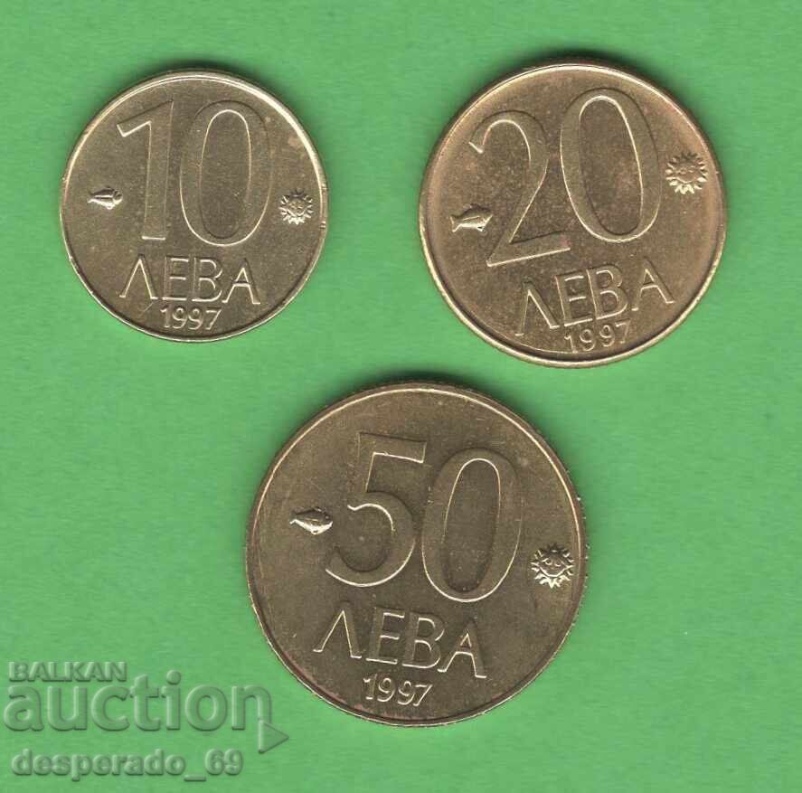 (¯`'•.¸ 10+20+50 leva 1997 BULGARIA aUNC ¸.•'´¯)