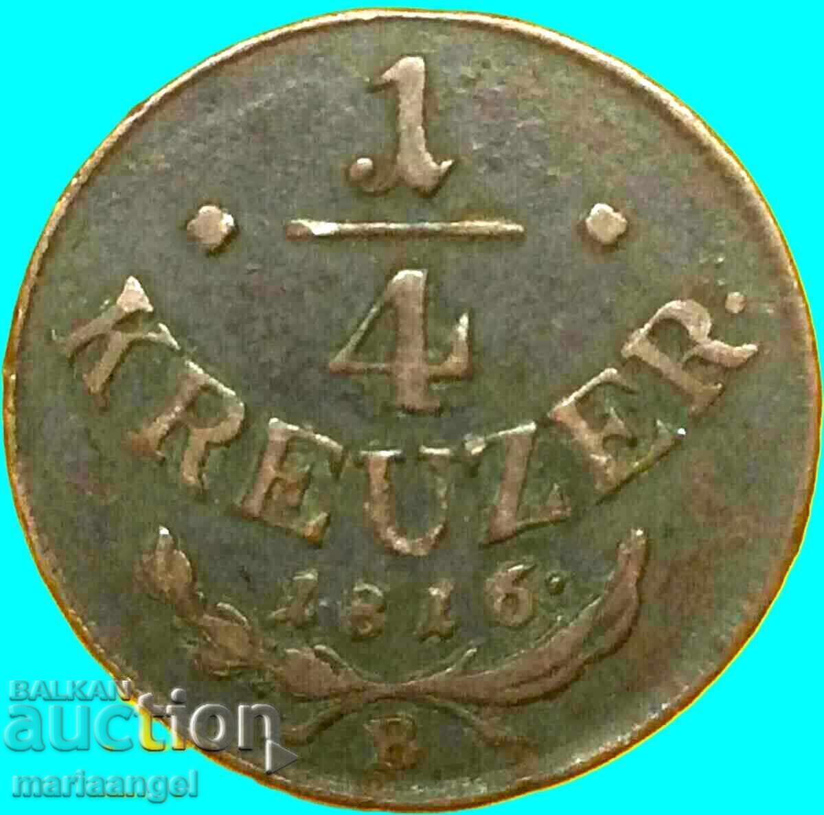 1/4 kreĭtser 1816 Austria B - Kremnitz cupru