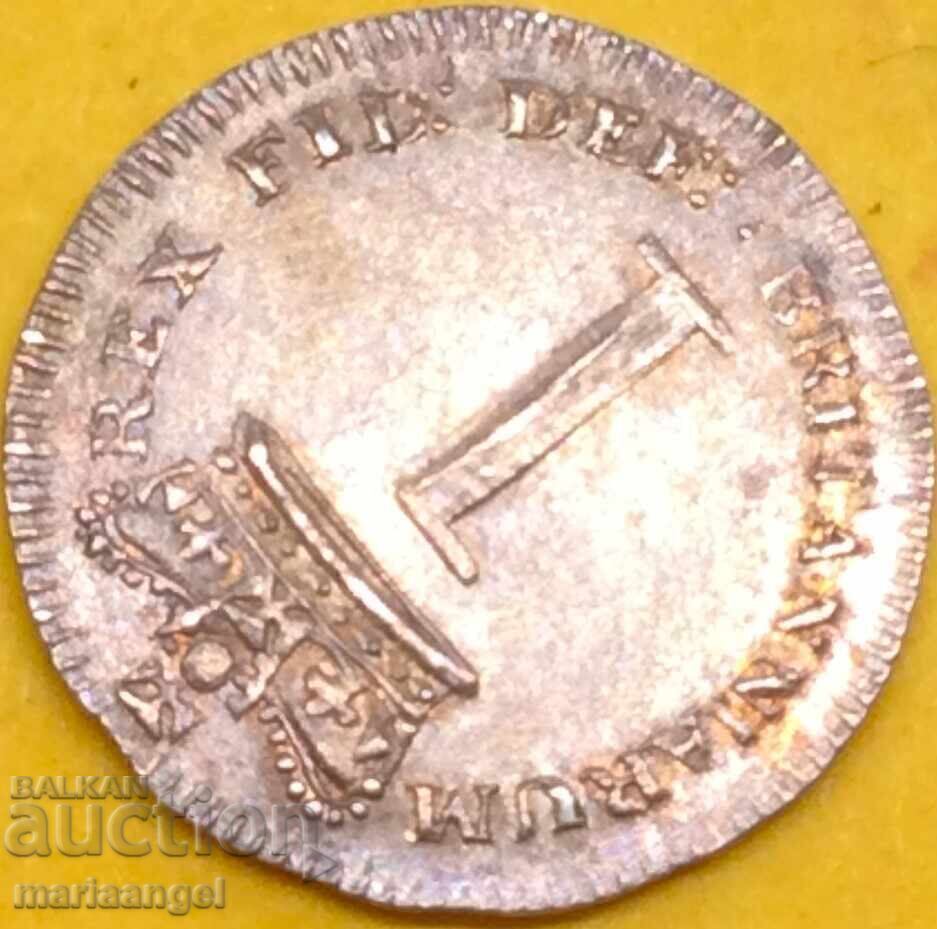 Великобритания 1 пенс 1818 Маунди Джордж II сребро - 5