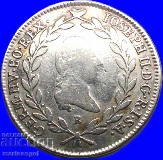 20 Kreuzer 1786 Austria B - Kremnitz Joseph II - destul de rar cu preț € 33.00 | 64.54 BGN