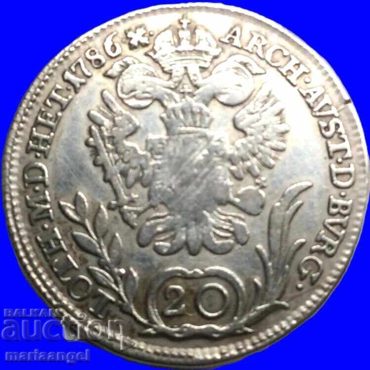 20 Kreuzer 1786 Austria B - Kremnitz Joseph II - destul de rar