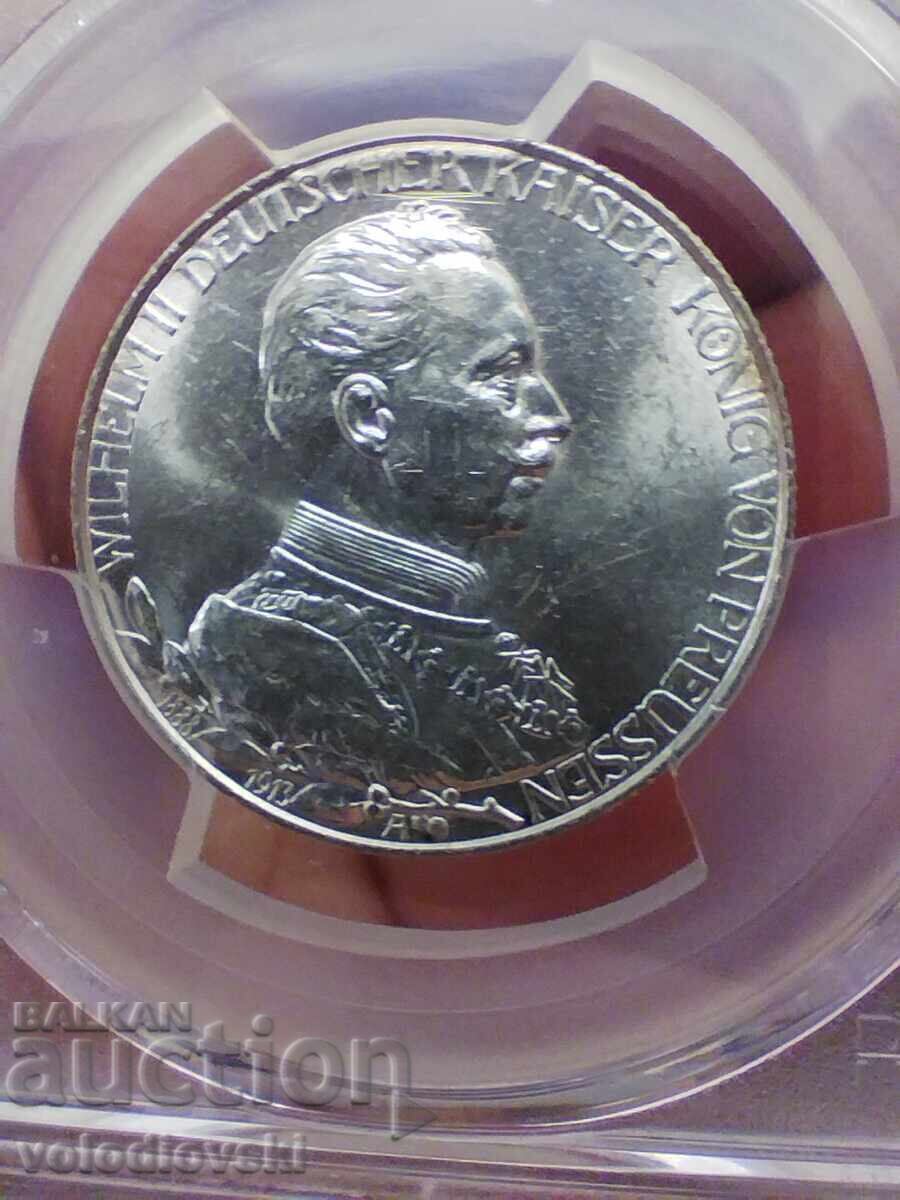 Prusia 2 Mărci 1913-A MS63 PCGS - Greșeală rară la slab cu preț € 90.00 | 176.02 BGN