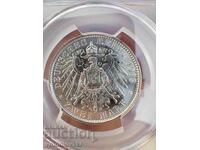 Prusia 2 Mărci 1913-A MS63 PCGS - Greșeală rară la slab
