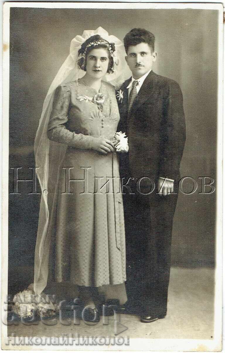 OLD PHOTO PAZARDZHIK WEDDING COUPLE PHOTO "TACHEV" J398