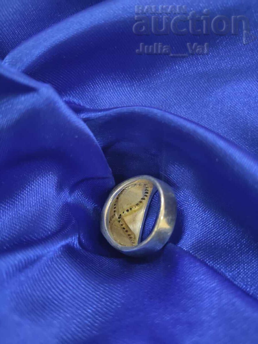 Livrarea Inel mare argintiu vintage cu sidef 2 BZC de la 0.01 cenți