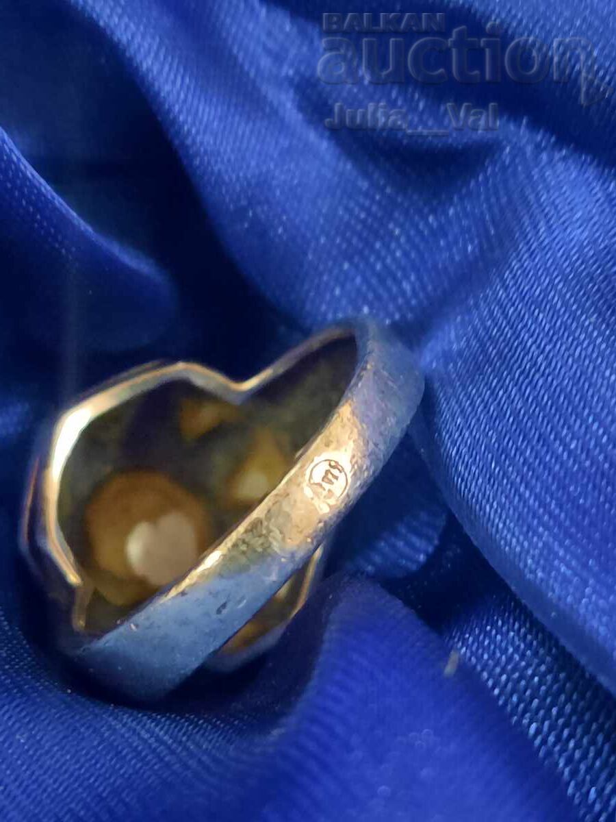 Παράδοση Ασημένιο δαχτυλίδι "Star" μεγάλο με φίλντισι 3 BZC από 0.01 σεντ