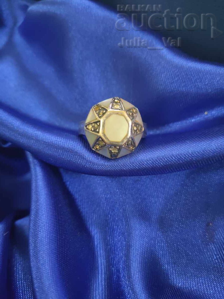 Ασημένιο δαχτυλίδι "Star" μεγάλο με φίλντισι 3 BZC από 0.01 σεντ